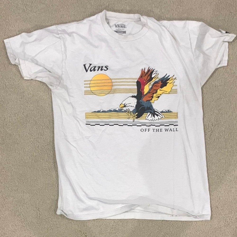 Vans White Graphic T-Shirt with Eagle Design